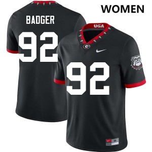 Women #92 University of Georgia Liam Badger College Football Jerseys - 100th Anniversary Black