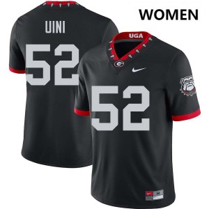 Women #52 Georgia Bulldogs Michael Uini College Football Jerseys - 100th Anniversary Black