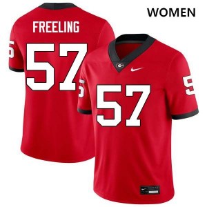 Womens #57 UGA Monroe Freeling College Football Jersey - Red