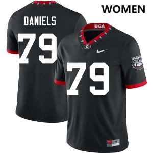 Women's #79 Georgia Bulldogs Nyier Daniels College Football Jerseys - 100th Anniversary Black