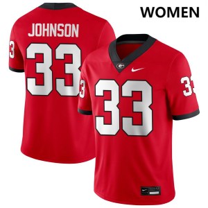 Womens #33 Dawgs Quintavius Johnson College Football Jerseys - Red