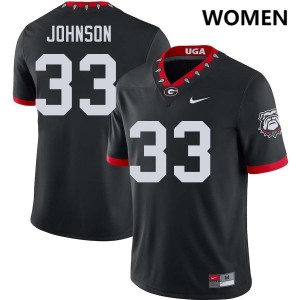 Women #33 Dawgs Quintavius Johnson College Football Jerseys - 100th Anniversary Black