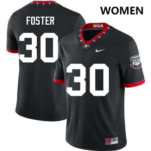 Women #30 Go Dawgs Terrell Foster College Football Jersey - 100th Anniversary Black