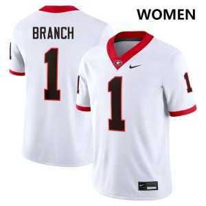 Womens #1 UGA Zachariah Branch College Football Jersey - White