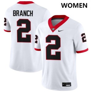 Womens #2 UGA Zion Branch College Football Jerseys - White
