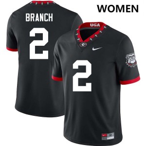 Women's #2 UGA Zion Branch College Football Jerseys - 100th Anniversary Black