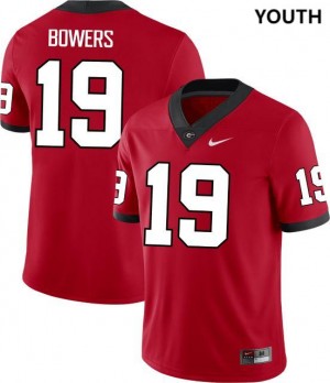 Youth #19 Football University of Georgia Brock Bowers College Jersey - Red