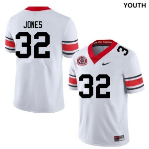 Youth #32 UGA Bulldogs Cash Jones College Football Jersey - 40th Anniversary White