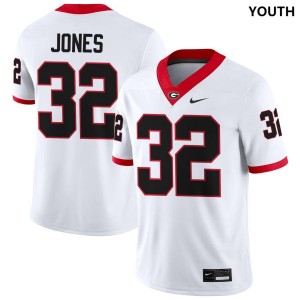 Youth #32 Georgia Cash Jones College Football Jersey - White