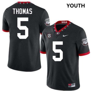 Youth(Kids) #5 UGA Bulldogs Noah Thomas College Football Jerseys - 100th Anniversary Black