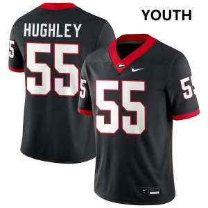 Youth(Kids) #55 Georgia Bo Hughley College Football Jersey - Black