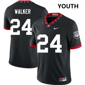 Youth(Kids) #24 Georgia Bulldogs Bo Walker College Football Jersey - 100th Anniversary Black