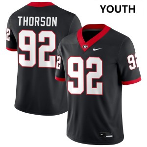 Youth(Kids) #92 Georgia Brett Thorson College Football Jerseys - Black