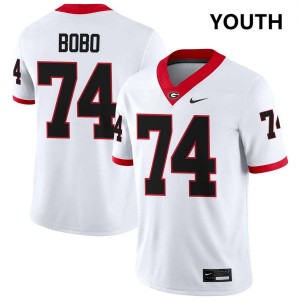 Youth(Kids) #74 UGA Bulldogs Drew Bobo College Football Jerseys - White