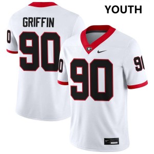 Youth(Kids) #90 UGA Bulldogs Elijah Griffin College Football Jerseys - White