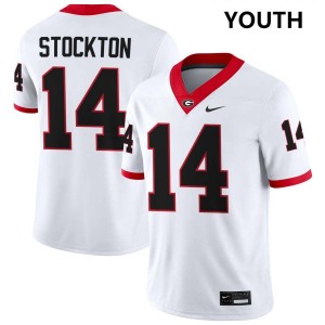 Mens #14 Dawgs Gunner Stockton College Football Jersey - White