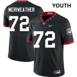 Youth(Kids) #72 UGA Bulldogs Jamal Meriweather College Football Jerseys - 100th Anniversary Black