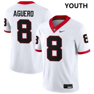 Youth(Kids) #8 Georgia Bulldogs Joenel Aguero College Football Jersey - White