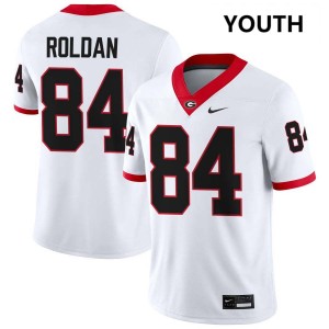 Youth(Kids) #84 UGA Bulldogs Landon Roldan College Football Jerseys - White