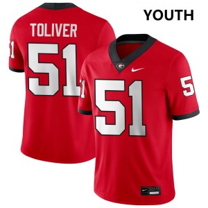 Youth(Kids) #51 University of Georgia Malachi Toliver College Football Jersey - Red