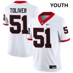 Youth(Kids) #51 Georgia Bulldogs Malachi Toliver College Football Jersey - White