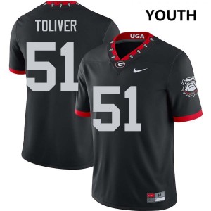 Youth(Kids) #51 Georgia Malachi Toliver College Football Jersey - 100th Anniversary Black