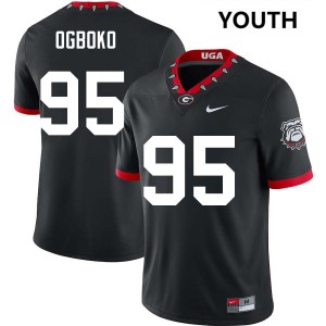 Youth(Kids) #95 UGA Nnamdi Ogboko College Football Jerseys - 100th Anniversary Black