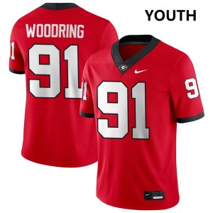 Youth(Kids) #91 Georgia Peyton Woodring College Football Jersey - Red