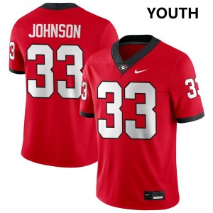 Youth(Kids) #33 Georgia Quintavius Johnson College Football Jersey - Red