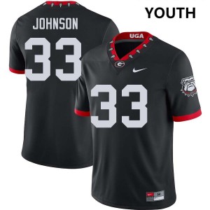 Youth(Kids) #33 Georgia Quintavius Johnson College Football Jersey - 100th Anniversary Black