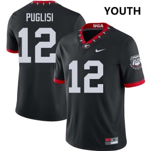 Youth(Kids) #12 Georgia Bulldogs Ryan Puglisi College Football Jerseys - 100th Anniversary Black