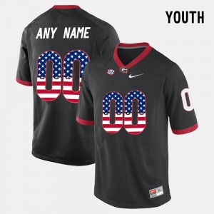 Youth(Kids) US Flag Fashion #00 UGA college Custom Jerseys - Black