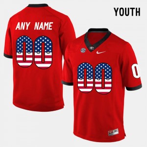 Youth(Kids) Georgia Bulldogs US Flag Fashion #00 college Customized Jerseys - Red