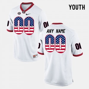 Kids US Flag Fashion GA Bulldogs #00 college Customized Jerseys - White