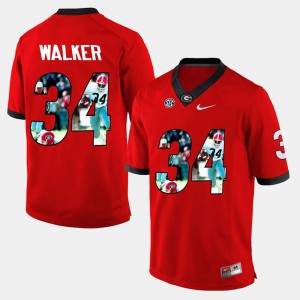 Mens Georgia Player Pictorial #34 Herschel Walker college Jersey - Red