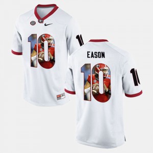 Mens #10 Georgia Player Pictorial Jacob Eason college Jersey - White