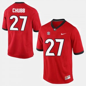 Mens #27 Georgia Bulldogs Football Nick Chubb college Jersey - Red