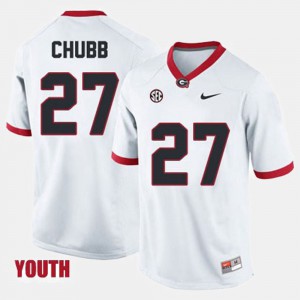 Youth(Kids) University of Georgia #27 Football Nick Chubb college Jersey - White