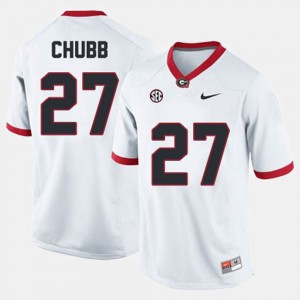 Men #27 Football Georgia Bulldogs Nick Chubb college Jersey - White