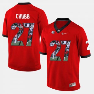 Men #27 Player Pictorial Georgia Bulldogs Nick Chubb college Jersey - Red