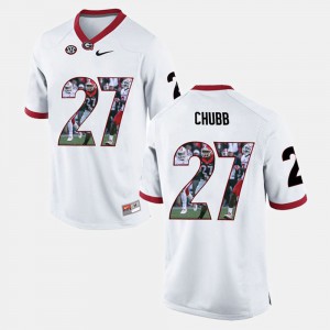 Men Player Pictorial UGA Bulldogs #27 Nick Chubb college Jersey - White