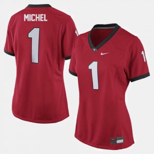 Women #1 UGA Football Sony Michel college Jersey - Red