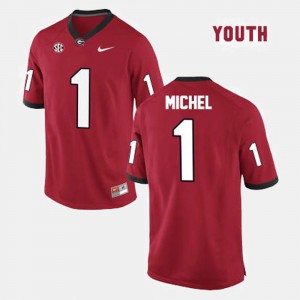 Kids UGA #1 Football Sony Michel college Jersey - Red