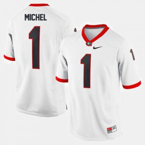 Men Football #1 UGA Sony Michel college Jersey - White