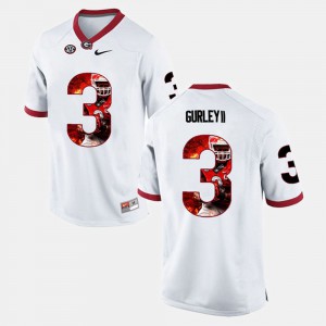 Men UGA Bulldogs #3 Player Pictorial Todd Gurley II college Jersey - White