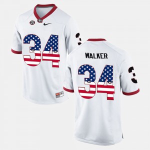 Men's US Flag Fashion #34 Georgia Bulldogs Herschel Walker college Jersey - White