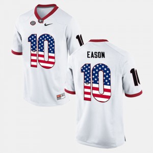 Men's #10 US Flag Fashion UGA Jacob Eason college Jersey - White