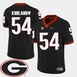 Men #54 Brandon Kublanow college Jersey - Black Football 2018 SEC Patch University of Georgia