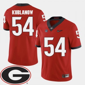 Mens UGA Bulldogs 2018 SEC Patch #54 Football Brandon Kublanow college Jersey - Red