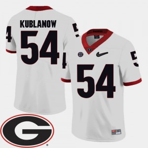 Men's Georgia #54 Football 2018 SEC Patch Brandon Kublanow college Jersey - White